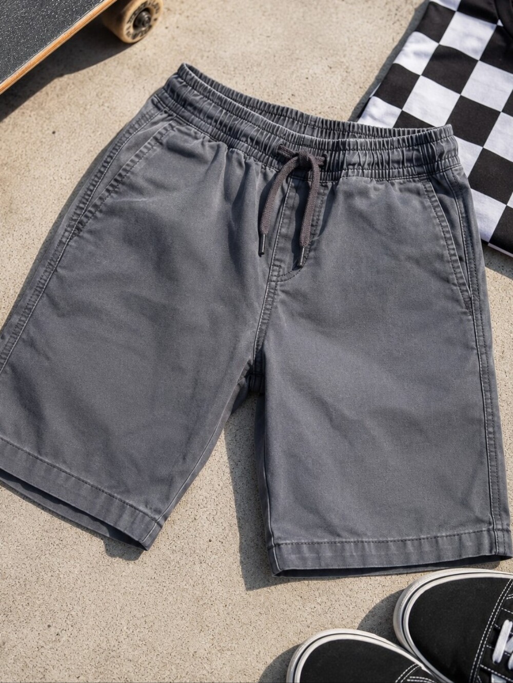 Vans Boys Shorts Size S Gray Elastic Waist Drawstring Skate Casual